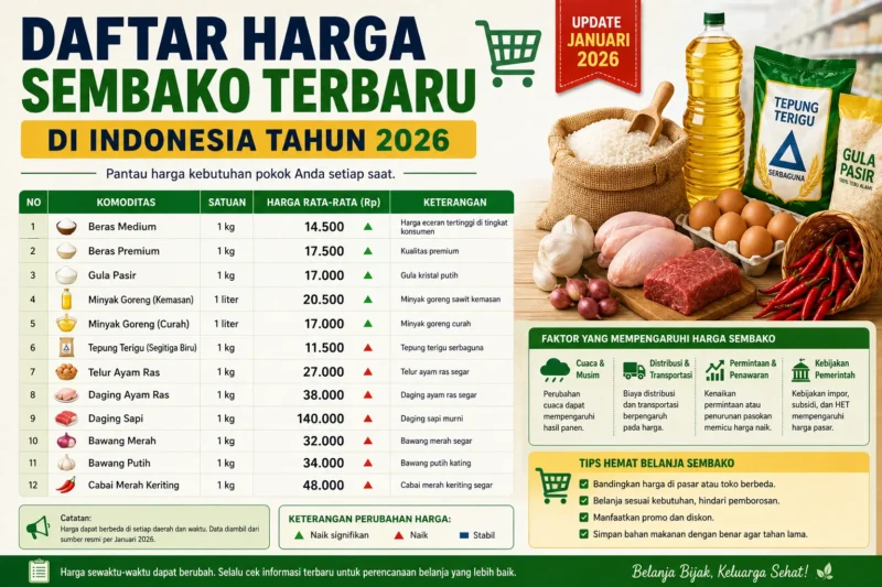 Daftar Harga Sembako Terbaru di Indonesia Tahun 2026