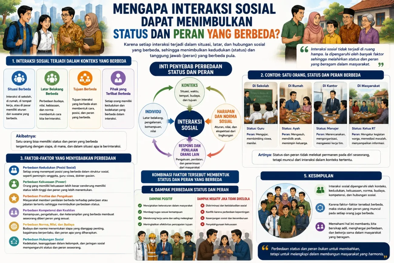 Mengapa Interaksi Sosial Dapat Menimbulkan Status dan Peran yang Berbeda? (AiStudio)