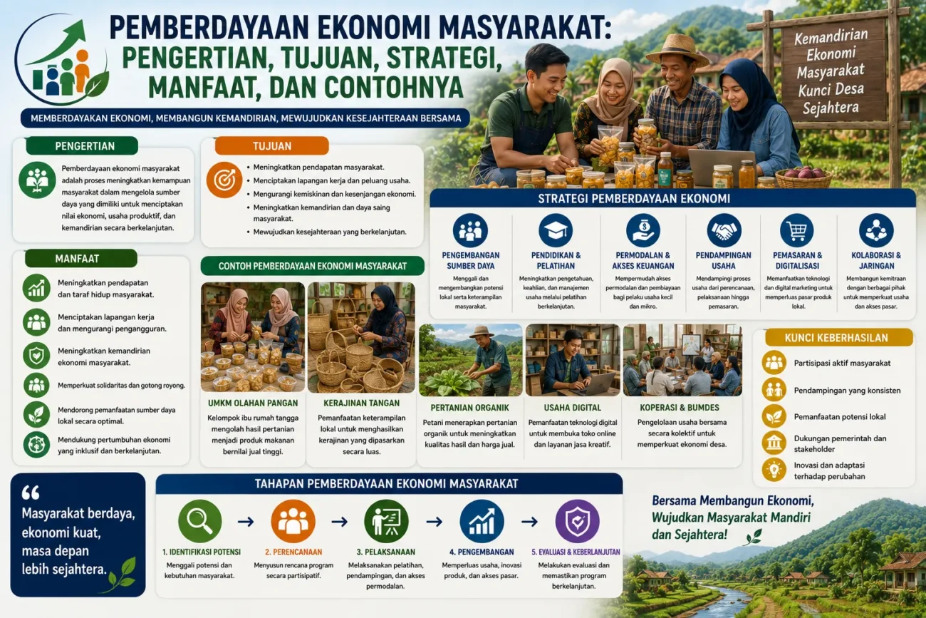 Pemberdayaan Ekonomi Masyarakat: Pengertian, Tujuan, Strategi, Manfaat, dan Contohnya (AiStudio)