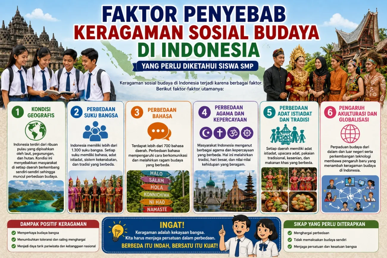 Faktor Penyebab Keragaman Sosial Budaya di Indonesia yang Perlu Diketahui Siswa SMP (AiStudio)