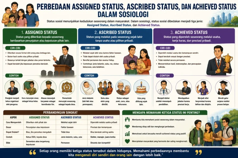 Perbedaan Assigned Status, Ascribed Status, dan Achieved Status dalam Sosiologi