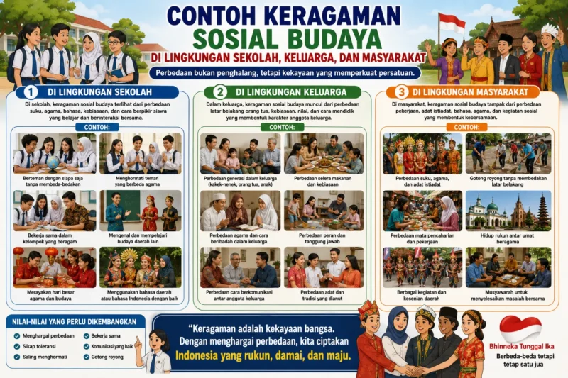 Contoh Keragaman Sosial Budaya di Lingkungan Sekolah, Keluarga, dan Masyarakat