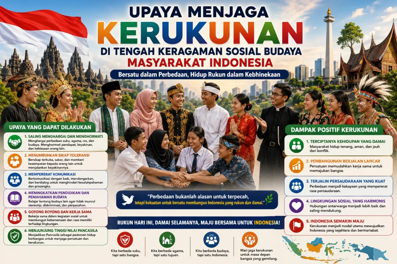 Upaya Menjaga Kerukunan di Tengah Keragaman Sosial Budaya Masyarakat Indonesia (AiStudio)