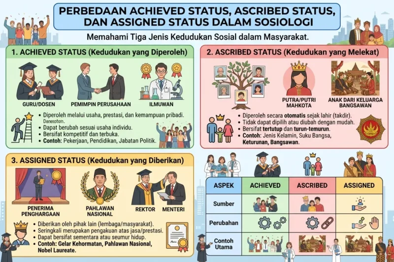 Perbedaan Achieved Status, Ascribed Status, dan Assigned Status dalam Sosiologi