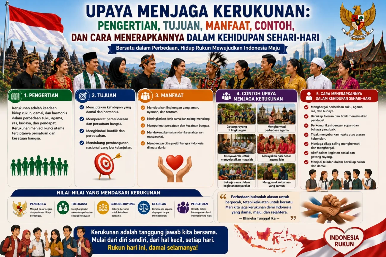 Upaya Menjaga Kerukunan: Pengertian, Tujuan, Manfaat, Contoh, dan Cara Menerapkannya dalam Kehidupan Sehari-hari (AiStudio)