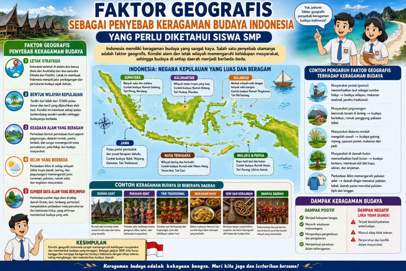 Faktor Geografis sebagai Penyebab Keragaman Budaya Indonesia yang Perlu Diketahui Siswa SMP (AiStudio)