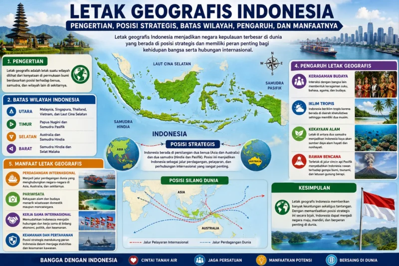 Letak Geografis Indonesia: Pengertian, Posisi Strategis, Batas Wilayah, Pengaruh, dan Manfaatnya