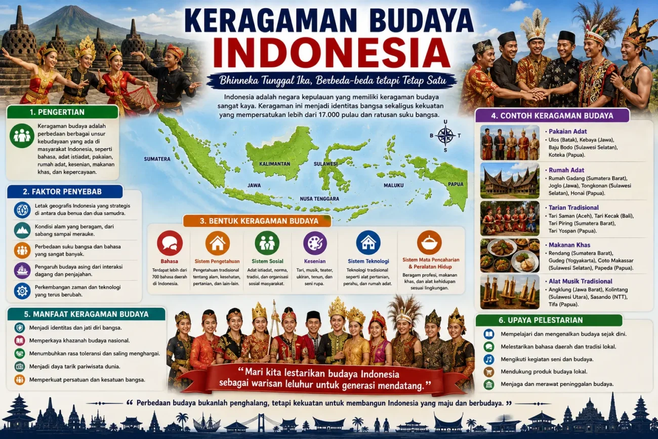Keragaman Budaya Indonesia: Pengertian, Faktor Penyebab, Bentuk, Contoh, Manfaat, dan Upaya Pelestariannya (AiStudio)