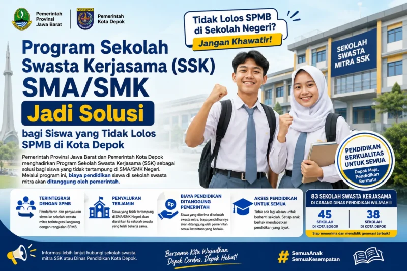 Program Sekolah Swasta Kerjasama (SSK) SMA/SMK Jadi Solusi bagi Siswa yang Tidak Lolos SPMB di Kota Depok (AiStudio)