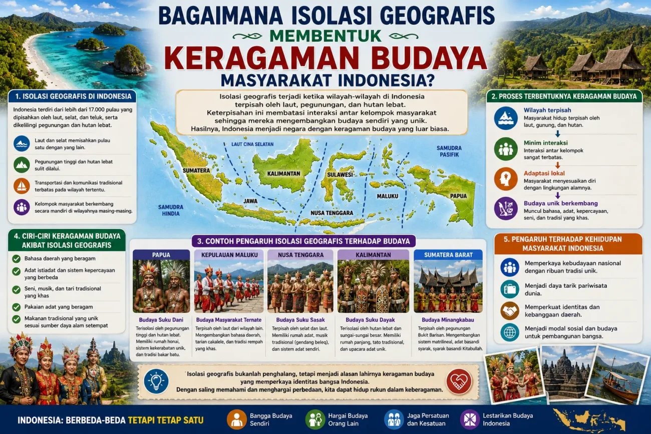 Bagaimana Isolasi Geografis Membentuk Keragaman Budaya Masyarakat Indonesia? (AiStudio)