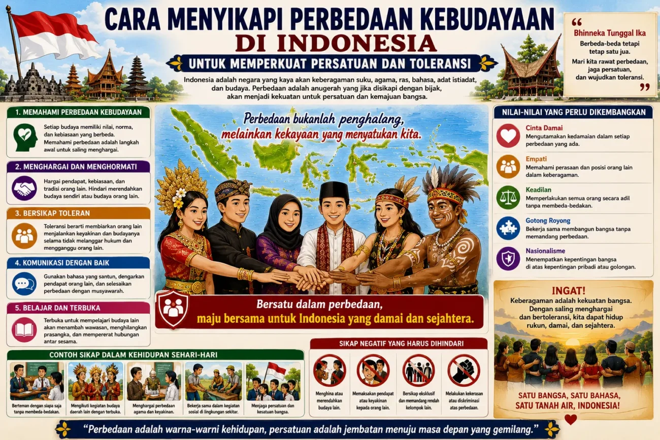 Cara Menyikapi Perbedaan Kebudayaan di Indonesia untuk Memperkuat Persatuan dan Toleransi (AiStudio)