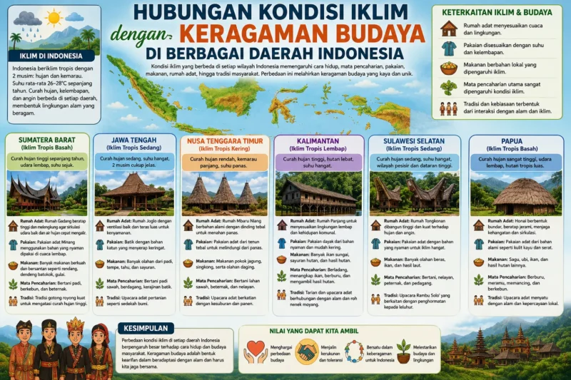 Hubungan Kondisi Iklim dengan Keragaman Budaya di Berbagai Daerah Indonesia