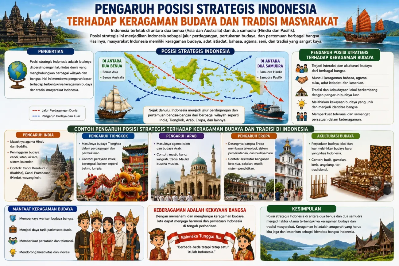 Pengaruh Posisi Strategis Indonesia terhadap Keragaman Budaya dan Tradisi Masyarakat (AiStudio)