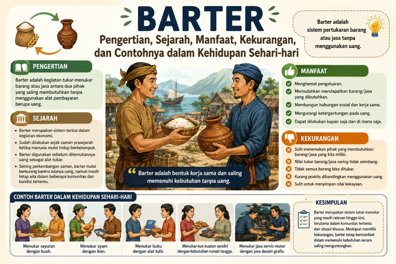 Barter: Pengertian, Sejarah, Manfaat, Kekurangan, dan Contohnya dalam Kehidupan Sehari-hari (AiStudio)