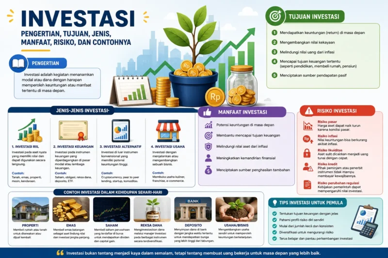 Investasi: Pengertian, Tujuan, Jenis, Manfaat, Risiko, dan Contohnya