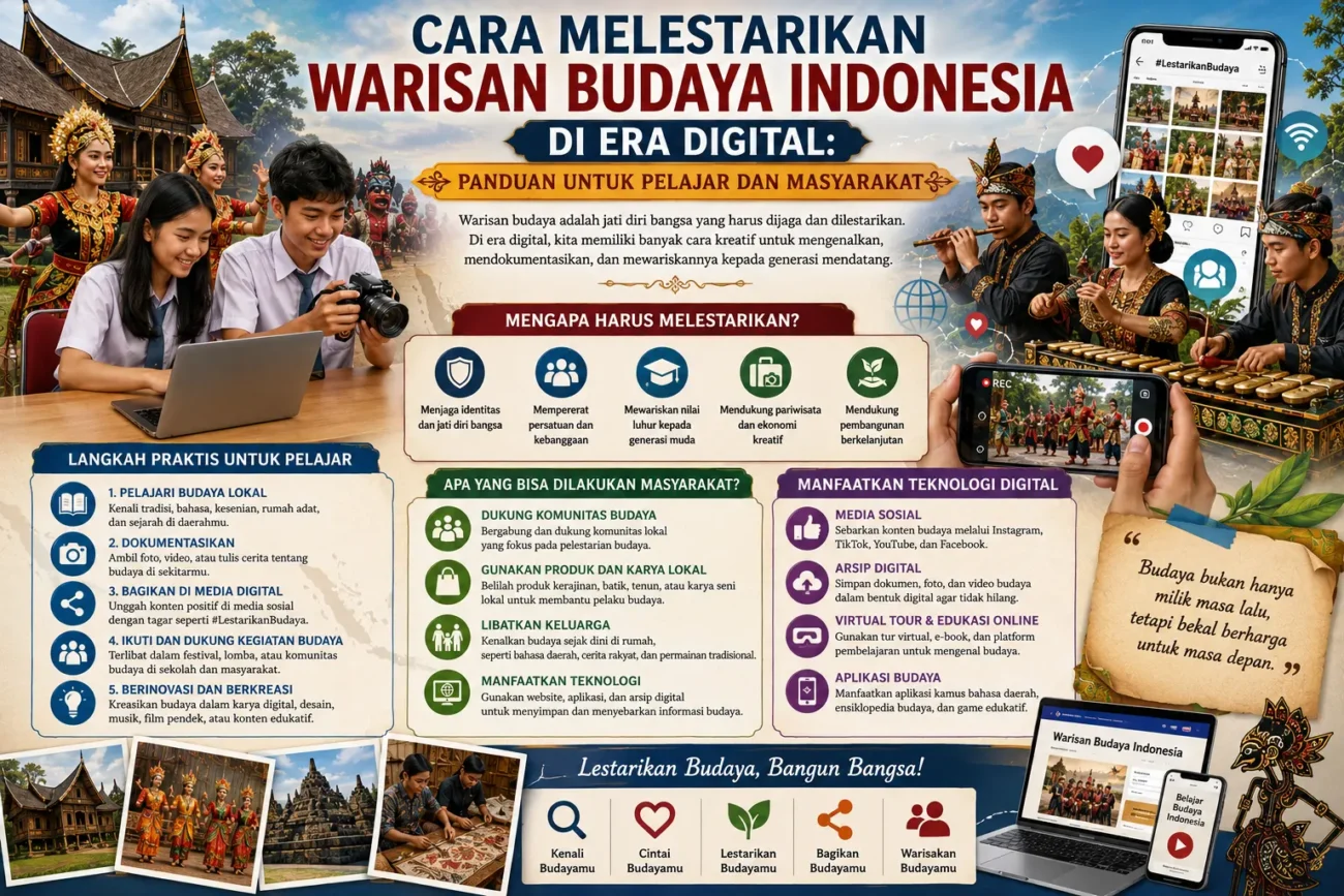 Cara Melestarikan Warisan Budaya Indonesia di Era Digital: Panduan untuk Pelajar dan Masyarakat (AiStudio)