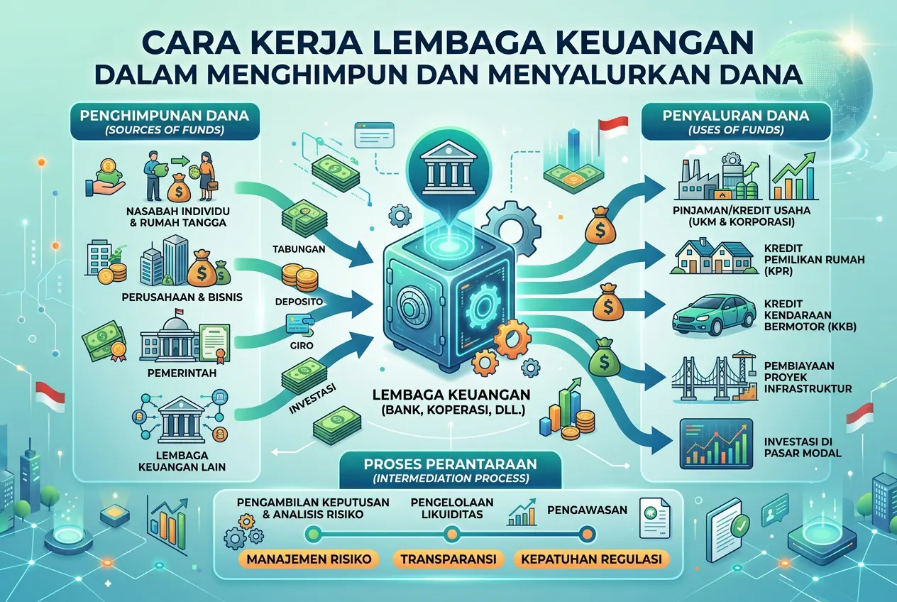 Cara Kerja Lembaga Keuangan dalam Menghimpun dan Menyalurkan Dana (AiStudio)