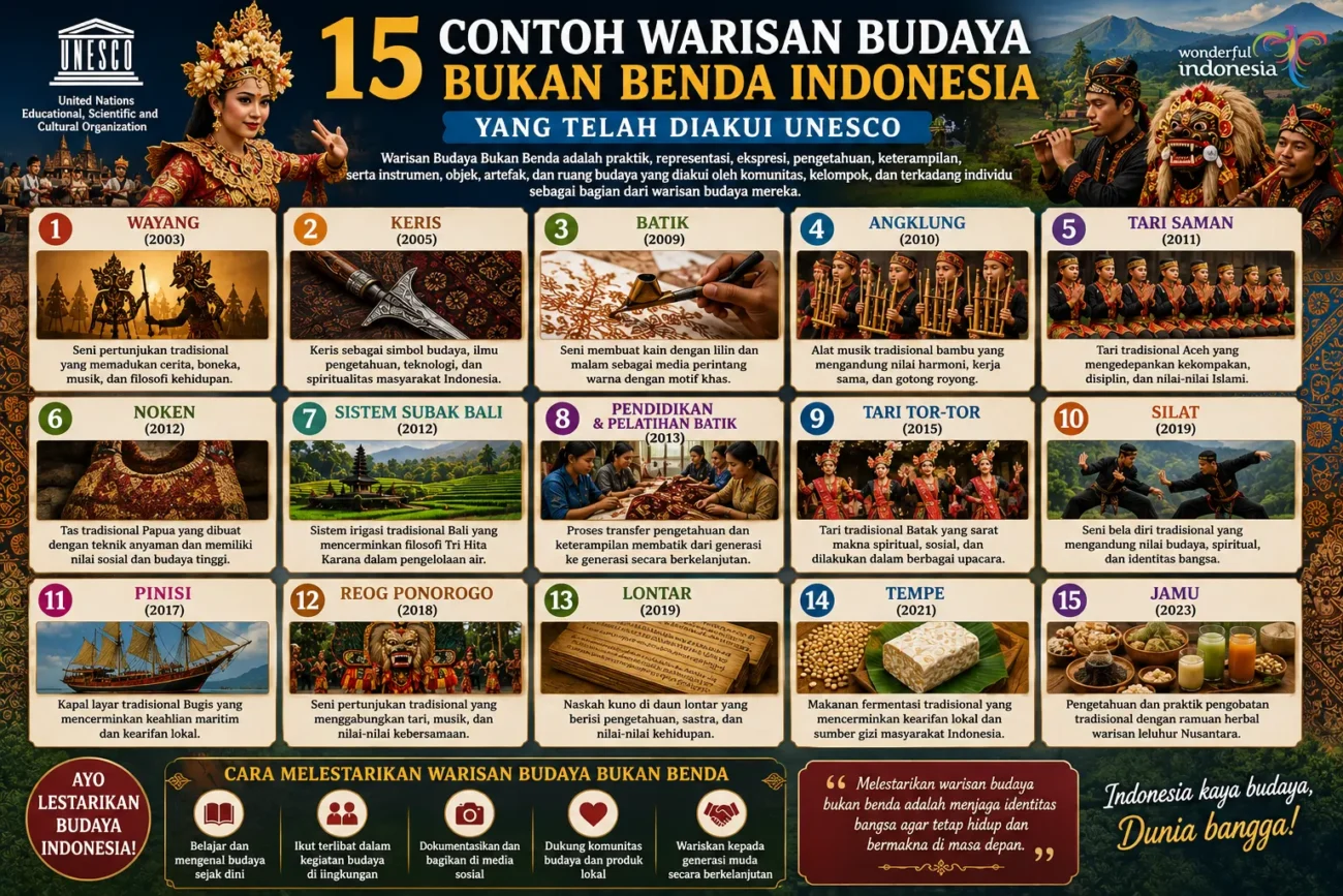 15 Contoh Warisan Budaya Bukan Benda Indonesia yang Telah Diakui UNESCO (AiStudio)