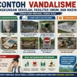 Contoh Vandalisme di Lingkungan Sekolah, Fasilitas Umum, dan Masyarakat (AiStudio)