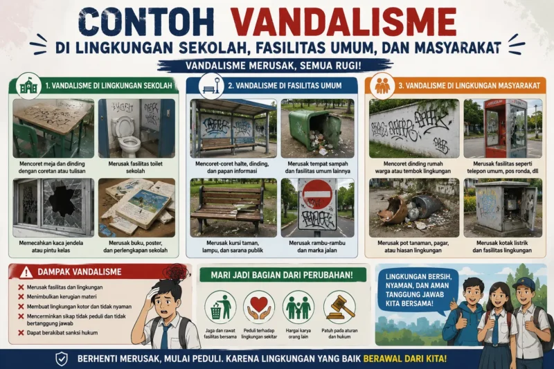 Contoh Vandalisme di Lingkungan Sekolah, Fasilitas Umum, dan Masyarakat