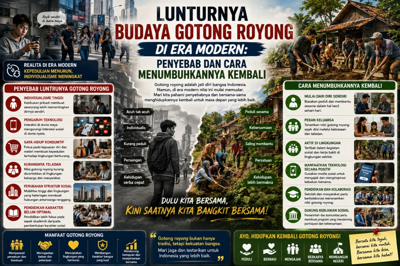 Lunturnya Budaya Gotong Royong di Era Modern: Penyebab dan Cara Menumbuhkannya Kembali (AiStudio)