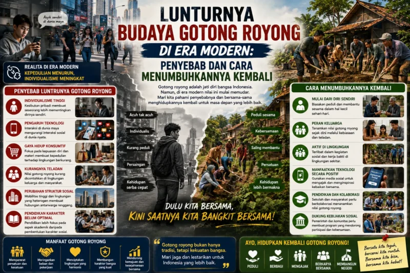 Lunturnya Budaya Gotong Royong di Era Modern: Penyebab dan Cara Menumbuhkannya Kembali