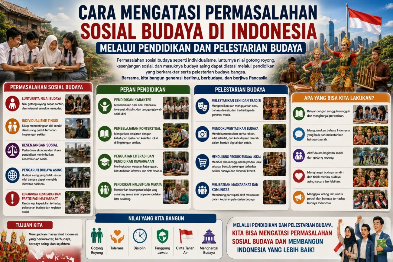 Cara Mengatasi Permasalahan Sosial Budaya di Indonesia melalui Pendidikan dan Pelestarian Budaya (AiStudio)