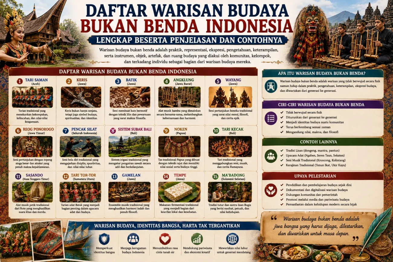 Daftar Warisan Budaya Bukan Benda Indonesia Lengkap Beserta Penjelasan dan Contohnya (AiStudio)