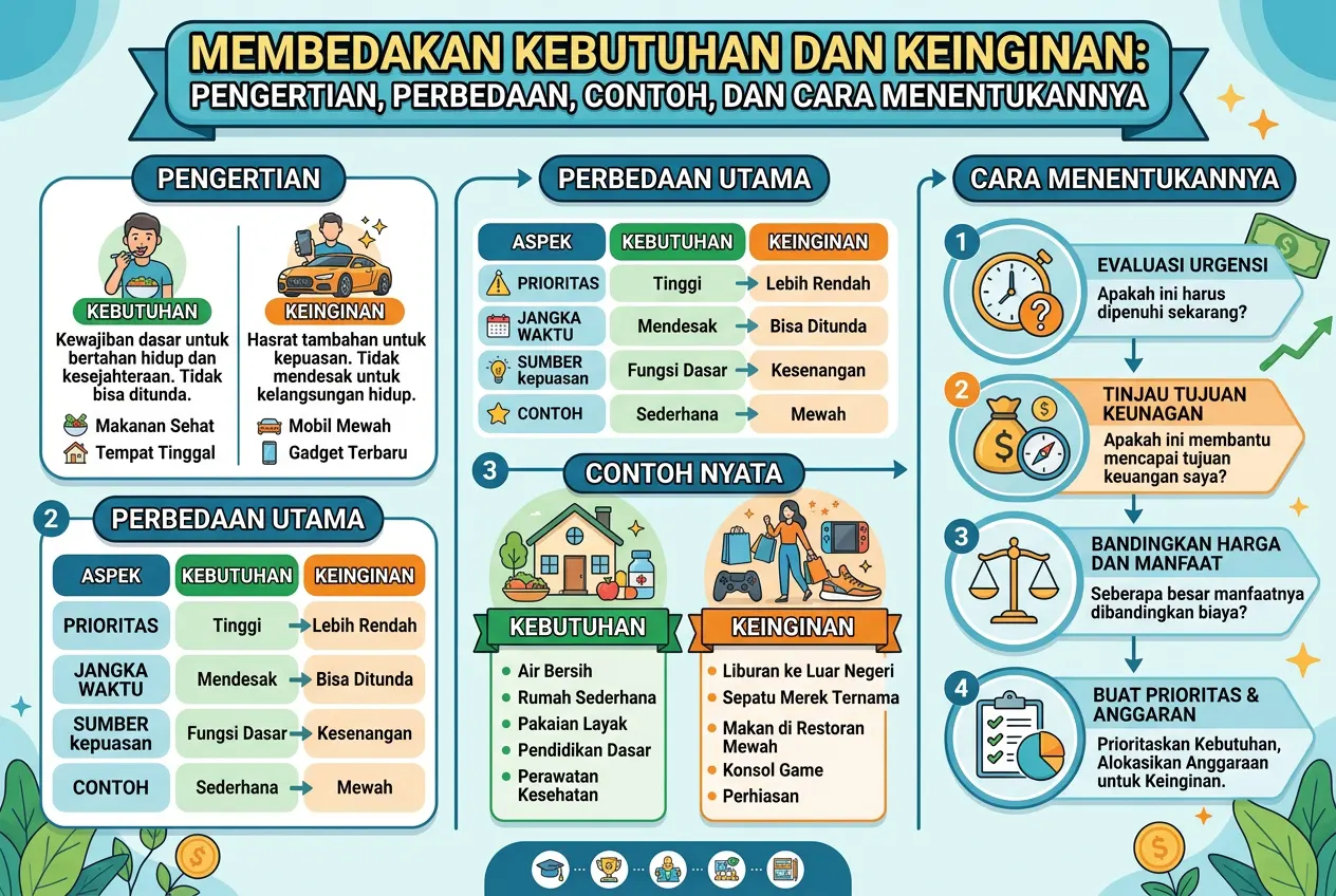 Membedakan Kebutuhan dan Keinginan: Pengertian, Perbedaan, Contoh, dan Cara Menentukannya (AiStudio)