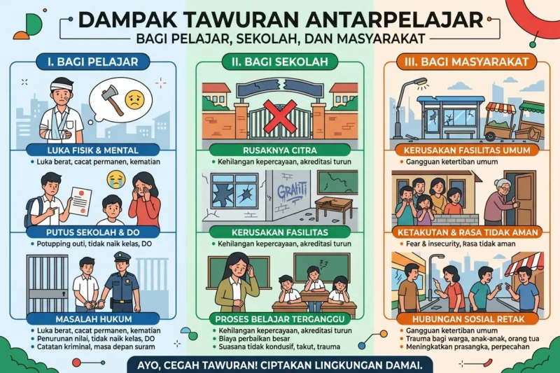 Dampak Tawuran Antarpelajar bagi Pelajar, Sekolah, dan Masyarakat