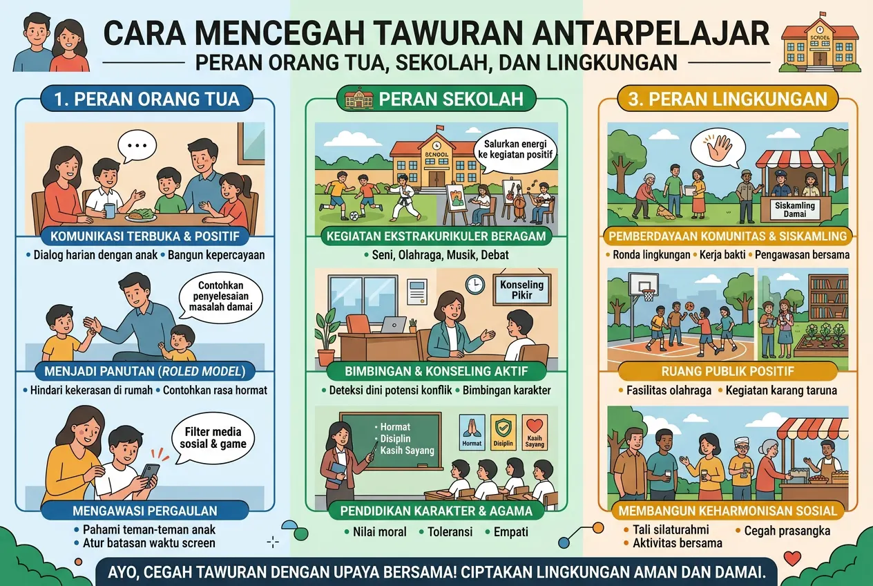 Cara Mencegah Tawuran Antarpelajar: Peran Orang Tua, Sekolah, dan Lingkungan (AiStudiio)