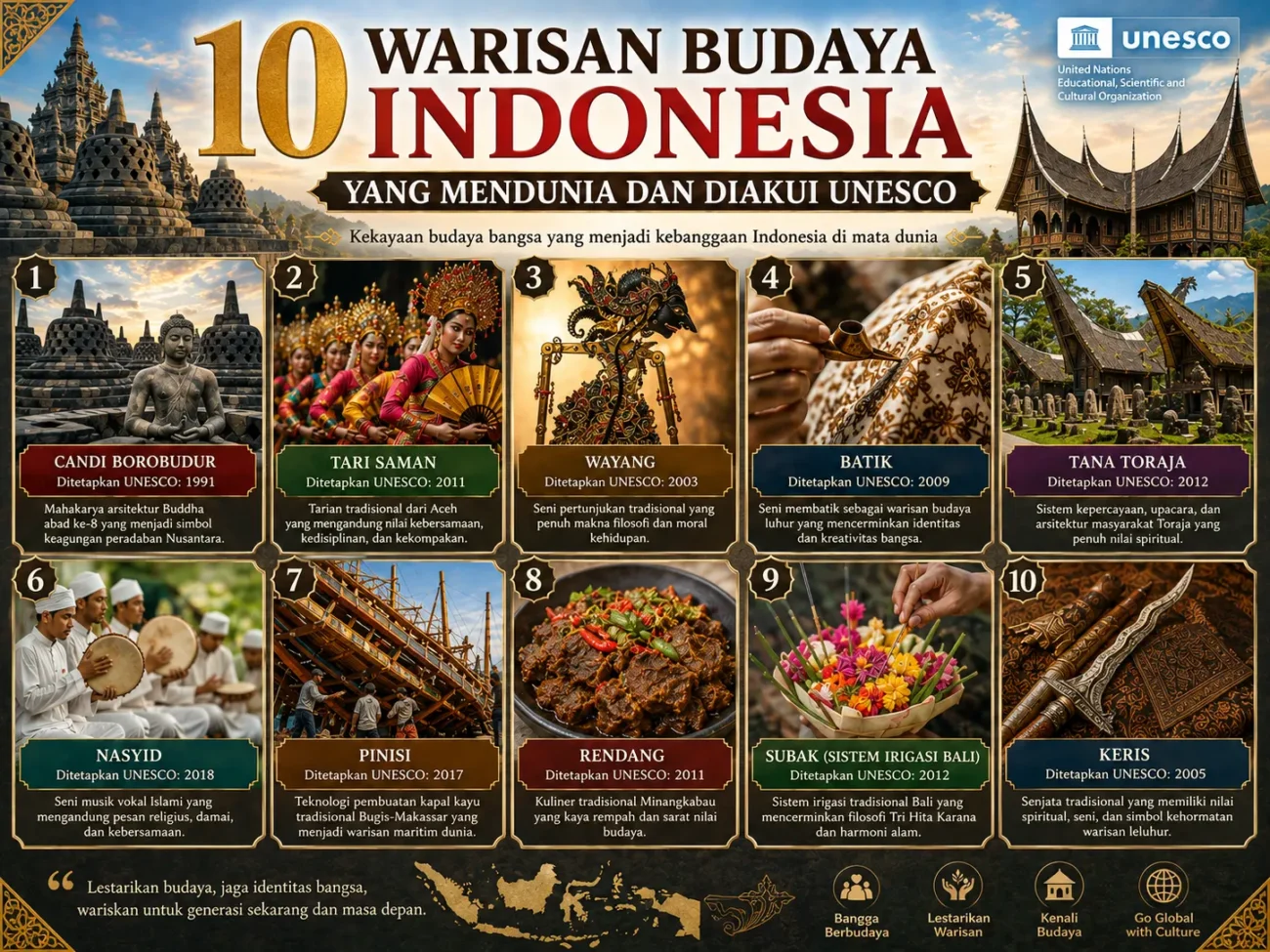 10 Warisan Budaya Indonesia yang Mendunia dan Diakui UNESCO (AiStudio)