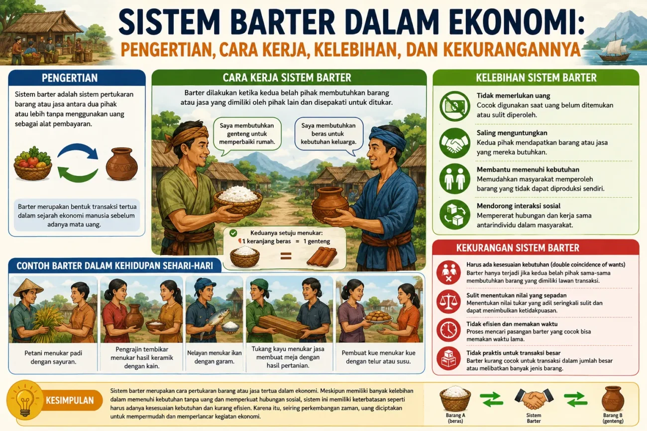 Sistem Barter dalam Ekonomi: Pengertian, Cara Kerja, Kelebihan, dan Kekurangannya (AiStudio)