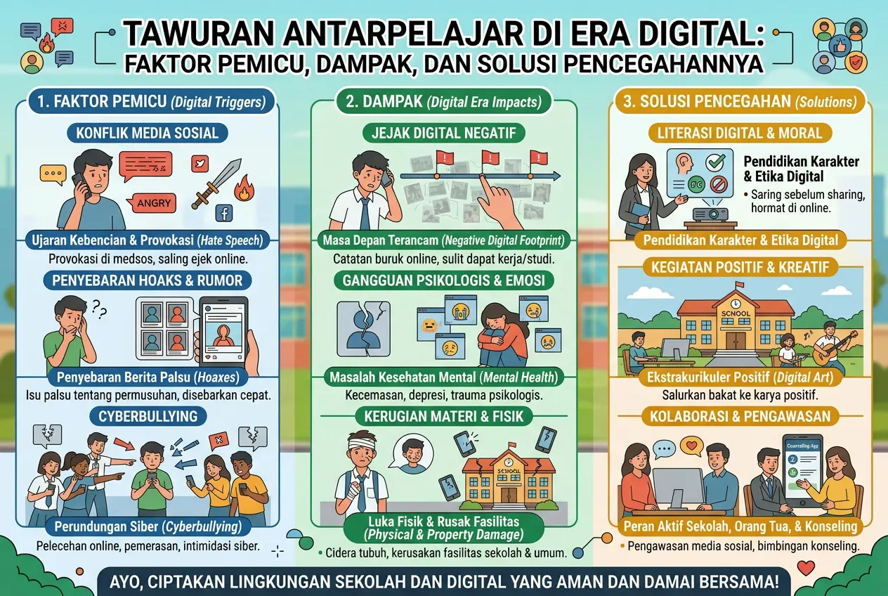 Tawuran Antarpelajar di Era Digital: Faktor Pemicu, Dampak, dan Solusi Pencegahannya (AiStudio)