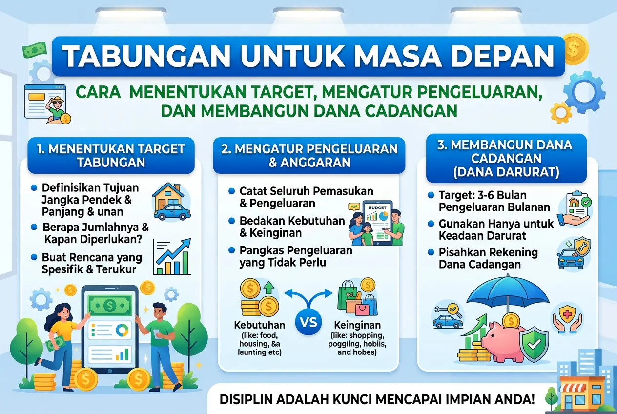 Tabungan untuk Masa Depan: Cara Menentukan Target, Mengatur Pengeluaran, dan Membangun Dana Cadangan (AiStudio)