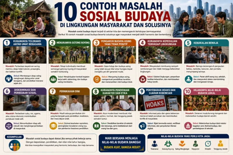 10 Contoh Masalah Sosial Budaya di Lingkungan Masyarakat dan Solusinya