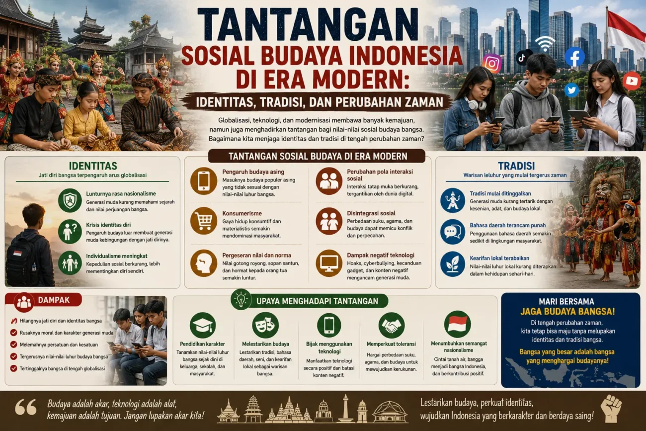 Tantangan Sosial Budaya Indonesia di Era Modern: Identitas, Tradisi, dan Perubahan Zaman (AiStudio)