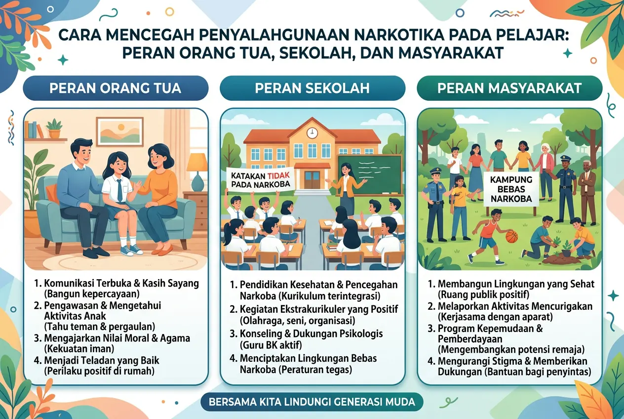 Cara Mencegah Penyalahgunaan Narkotika pada Pelajar: Peran Orang Tua, Sekolah, dan Masyarakat (AiStudio)