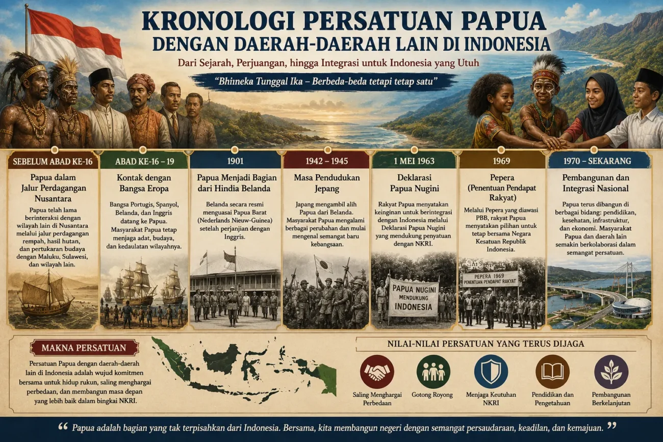 Kronologi Persatuan Papua dengan Daerah-Daerah Lain di Indonesia (AiStudio)