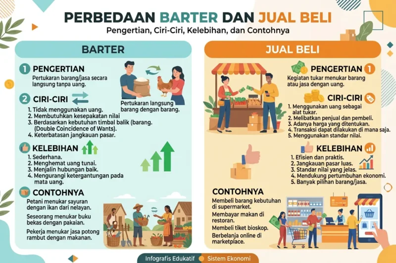 Perbedaan Barter dan Jual Beli: Pengertian, Ciri-Ciri, Kelebihan, dan Contohnya