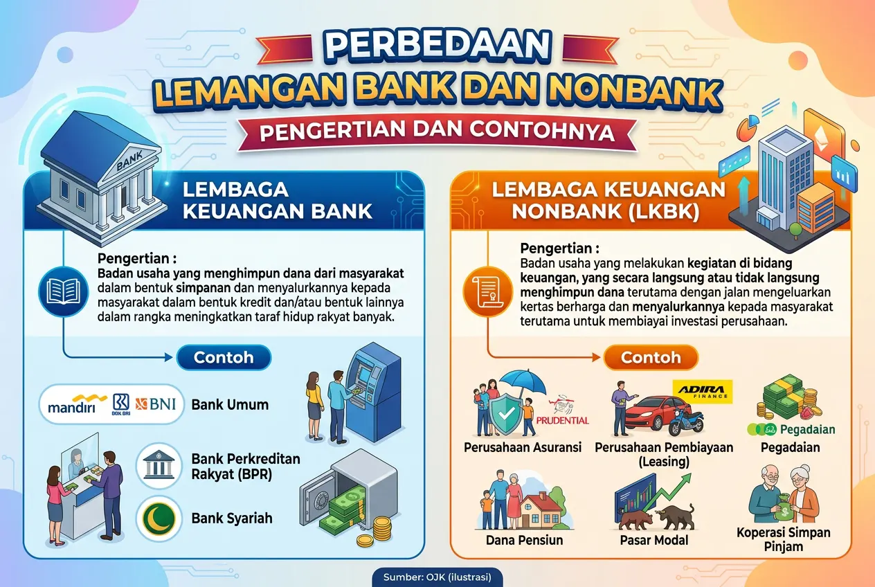 Perbedaan Lembaga Keuangan Bank dan Nonbank: Pengertian dan Contohnya (AiStudio)