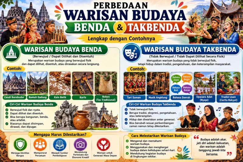 Perbedaan Warisan Budaya Benda dan Takbenda Lengkap dengan Contohnya