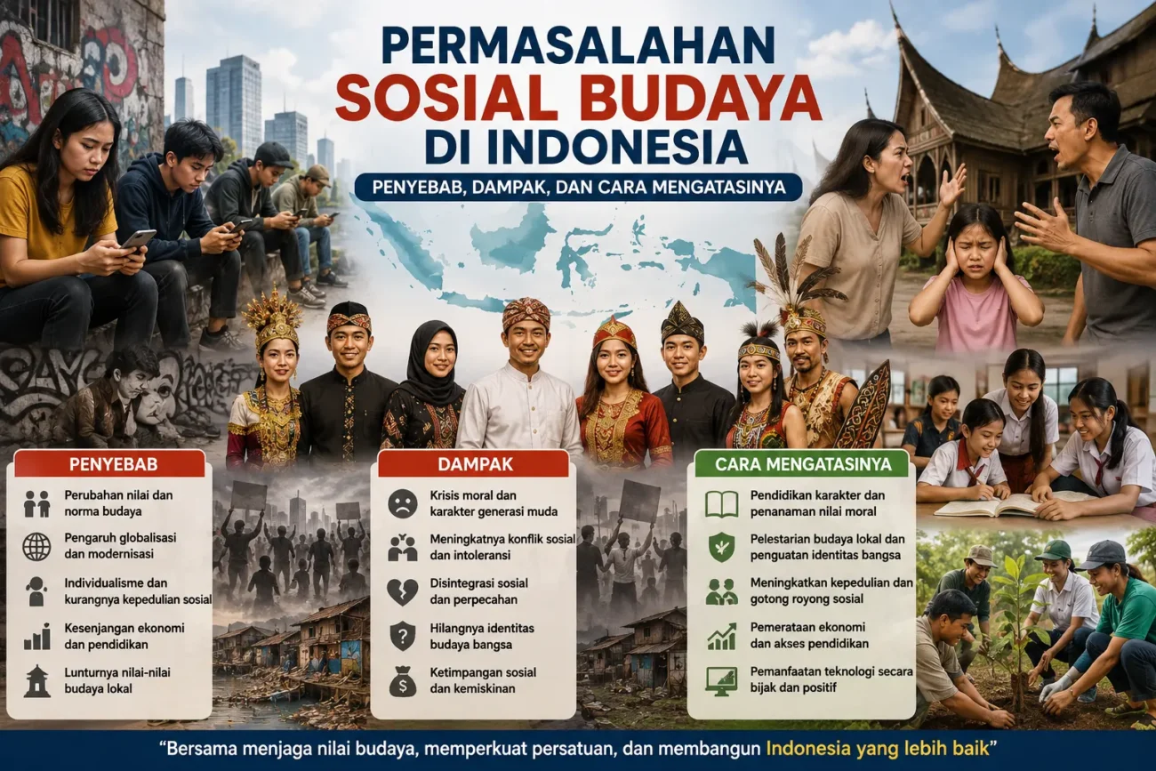Permasalahan Sosial Budaya di Indonesia: Penyebab, Dampak, dan Cara Mengatasinya (AiStudio)