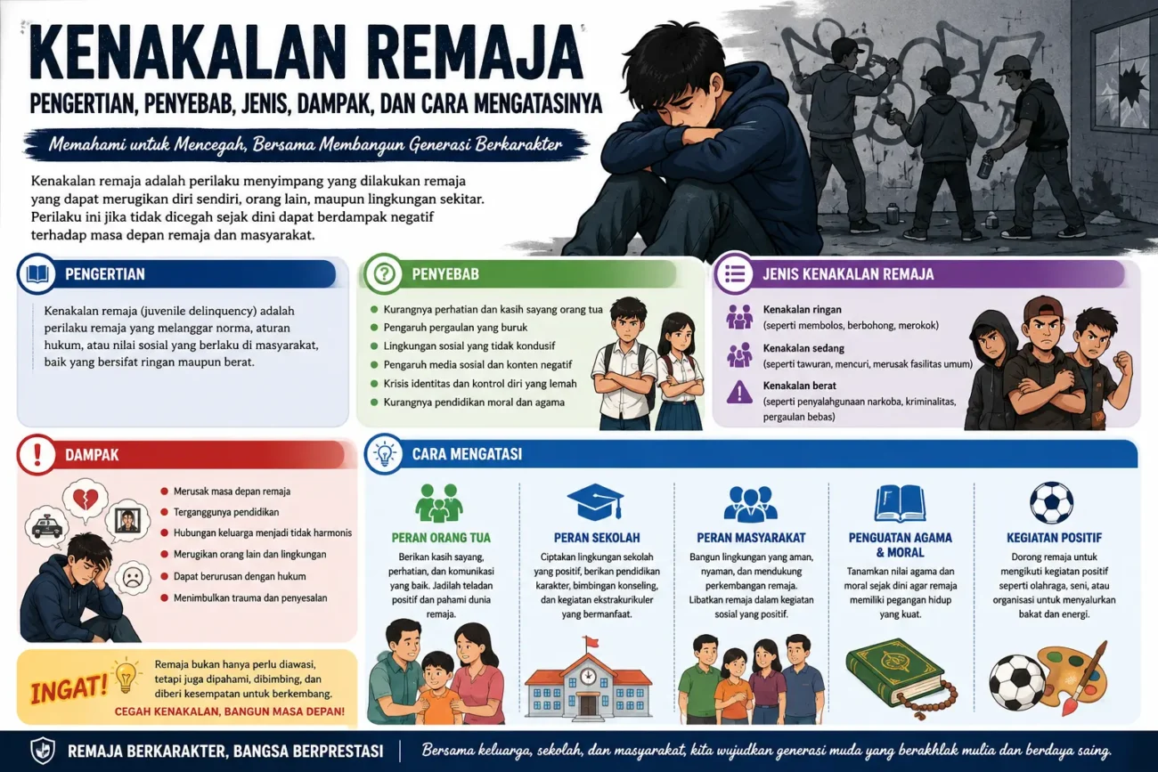 Kenakalan Remaja: Pengertian, Penyebab, Jenis, Dampak, dan Cara Mengatasinya (AiStudio)