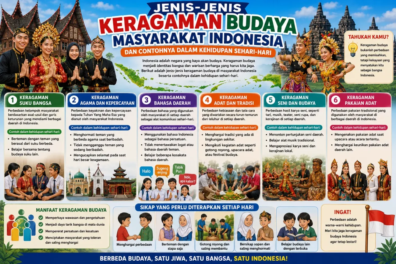 Jenis-Jenis Keragaman Budaya Masyarakat Indonesia dan Contohnya dalam Kehidupan Sehari-hari (AiStudio)