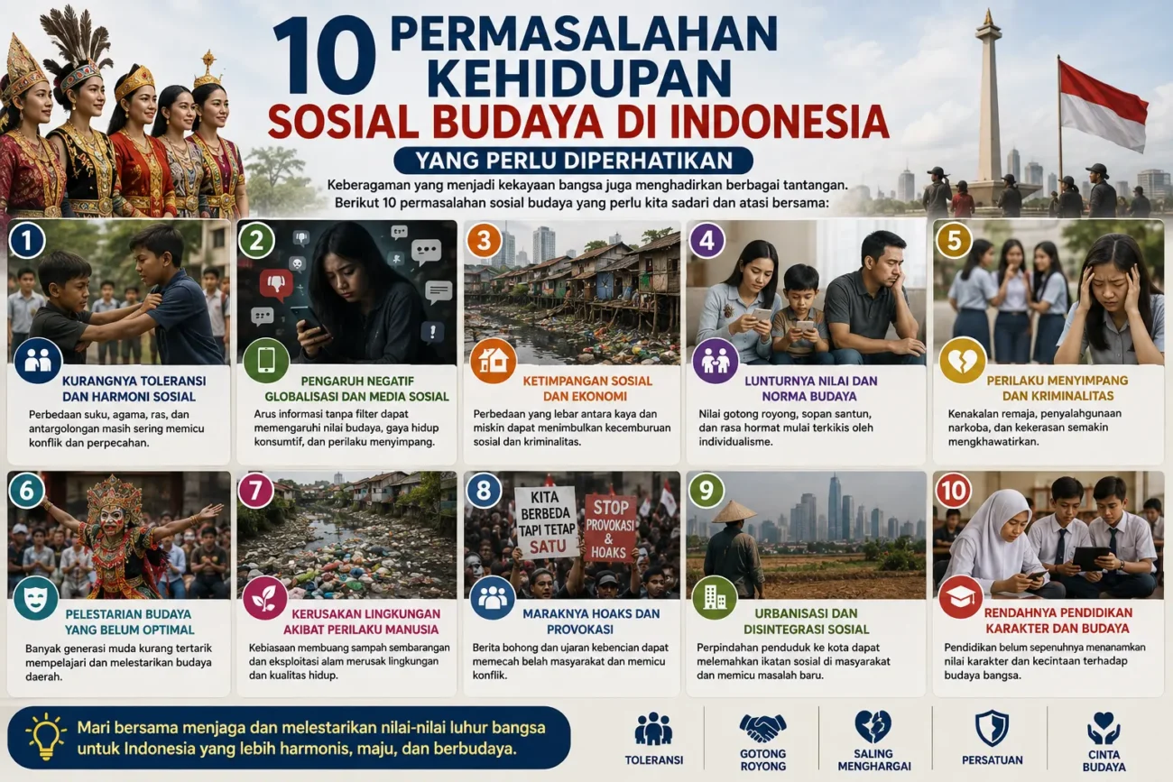 10 Permasalahan Kehidupan Sosial Budaya di Indonesia yang Perlu Diperhatikan (AiStudio)