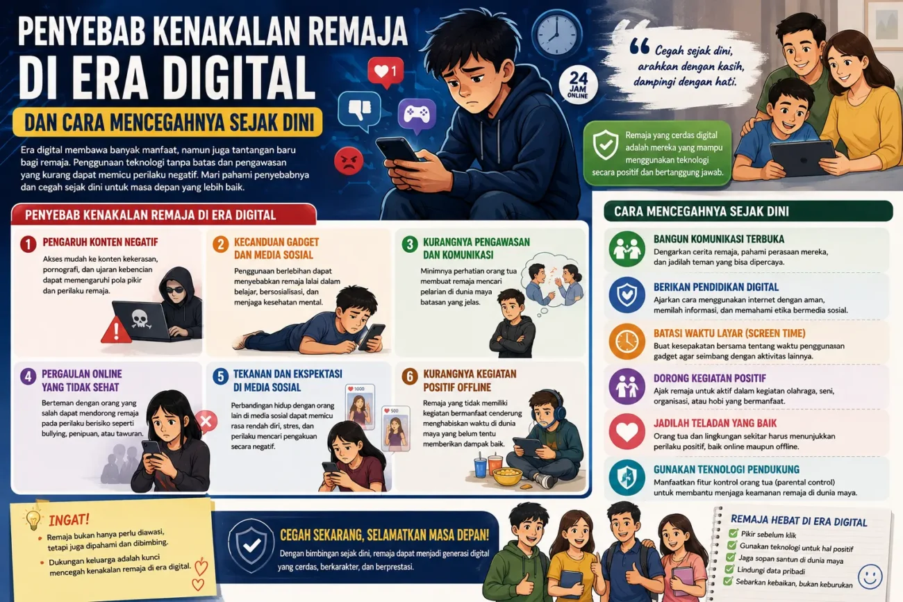 Penyebab Kenakalan Remaja di Era Digital dan Cara Mencegahnya Sejak Dini (AiStudio)