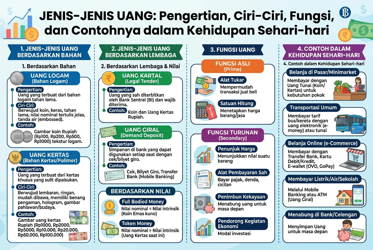 Jenis-Jenis Uang: Pengertian, Ciri-Ciri, Fungsi, dan Contohnya dalam Kehidupan Sehari-hari (AiStudio)