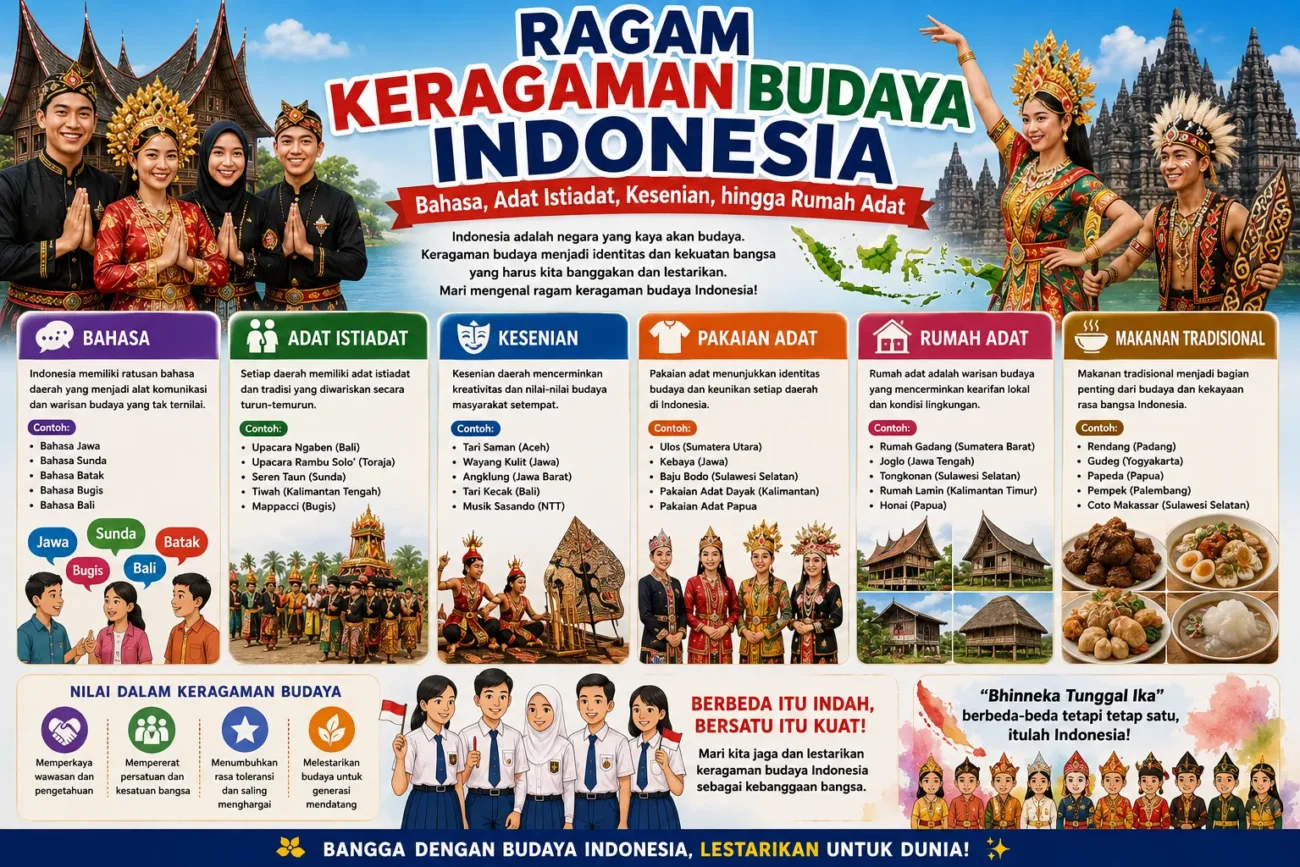 Ragam Keragaman Budaya Indonesia: Bahasa, Adat Istiadat, Kesenian, hingga Rumah Adat (AiStudio)