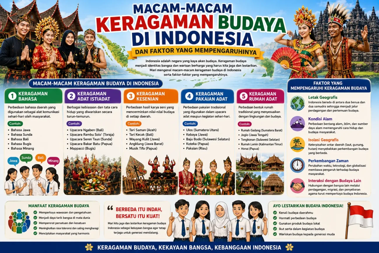 Macam-Macam Keragaman Budaya di Indonesia dan Faktor yang Mempengaruhinya (AiStudio)